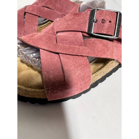 Birkenstock Maroon Suede Lugano Braided Slip On Adjust Sandal 40 Reg-Nar 9-9.5 - Picture 2 of 8